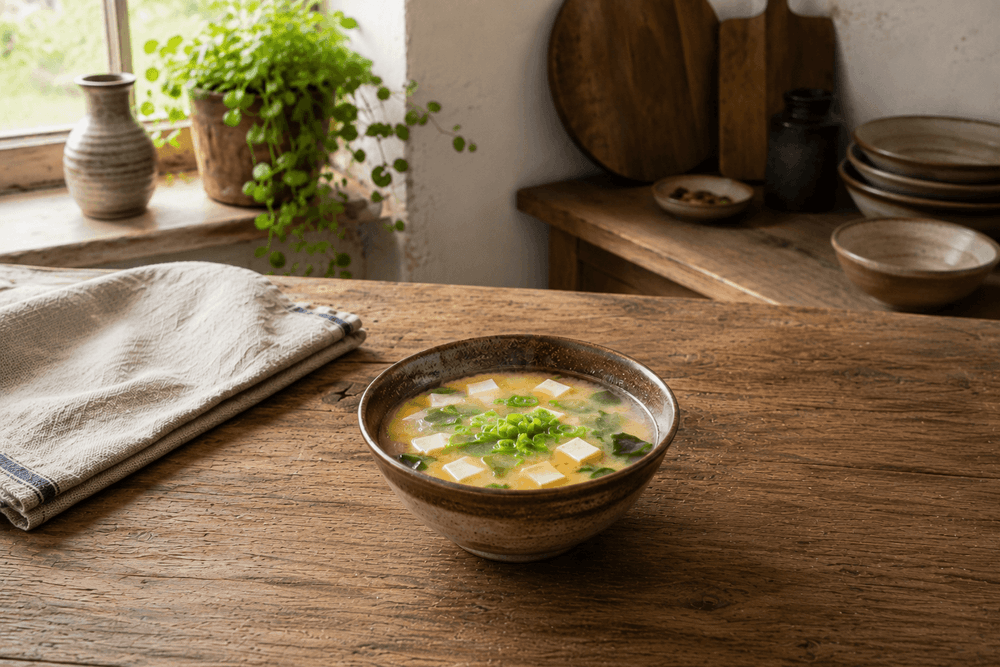 Miso-Suppe mit Wakame und Tofu