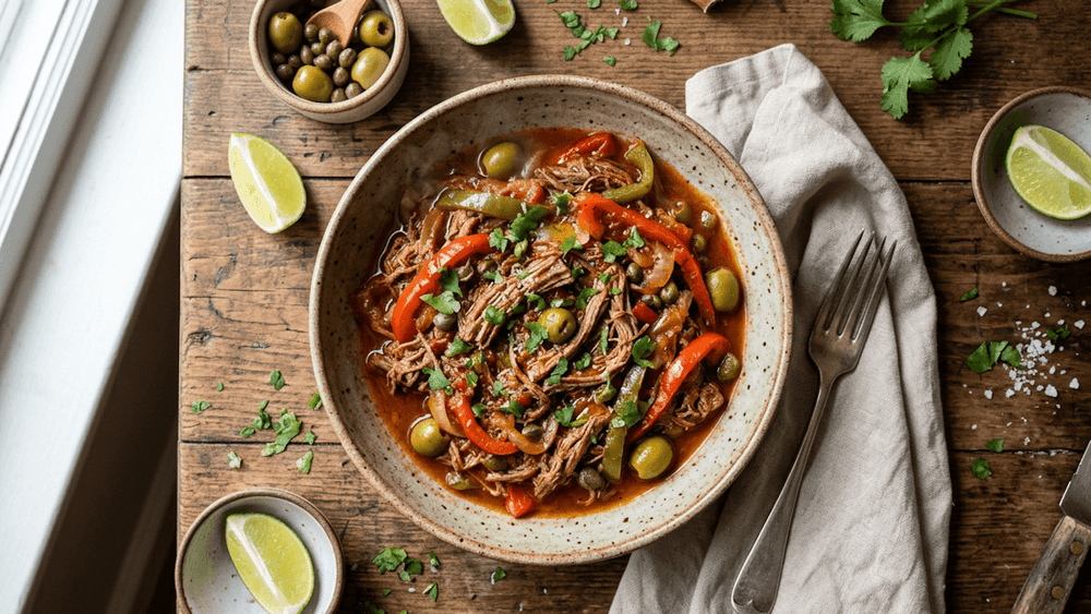 Ropa Vieja Cubana — Carne Desmenuzada en Salsa de Tomate con Pimientos