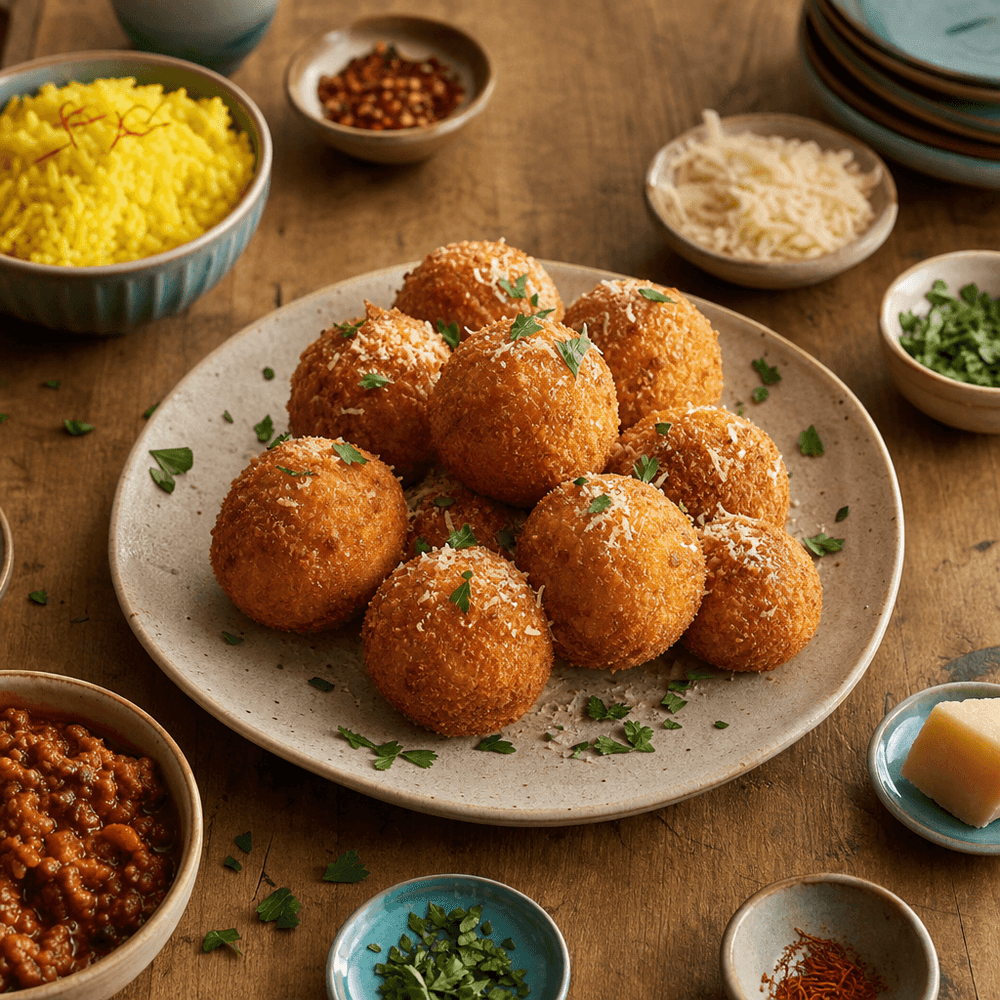 Arancini Siciliani au Safran, Ragù et Mozzarella