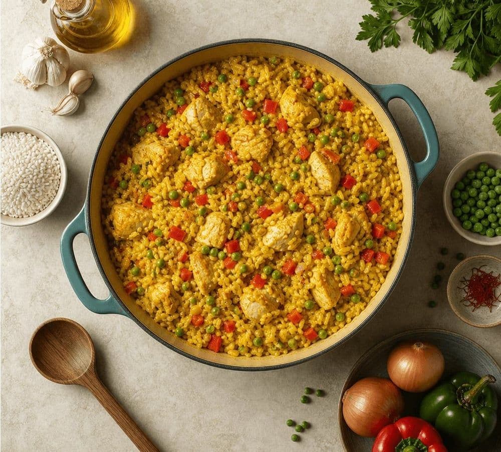 Arroz de Frango à Portuguesa com Açafrão e Ervilhas