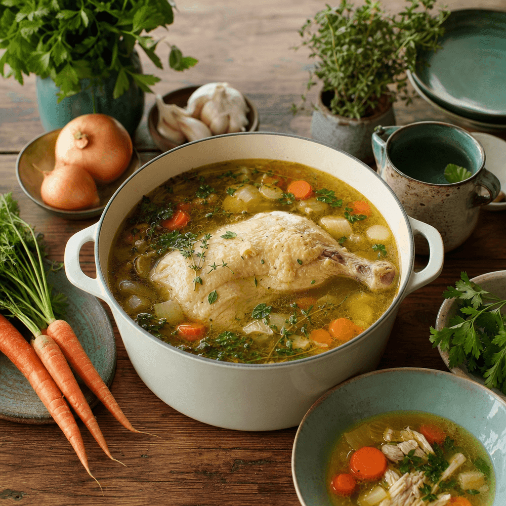 Bouillon de poulet maison, pilier du régime SCD