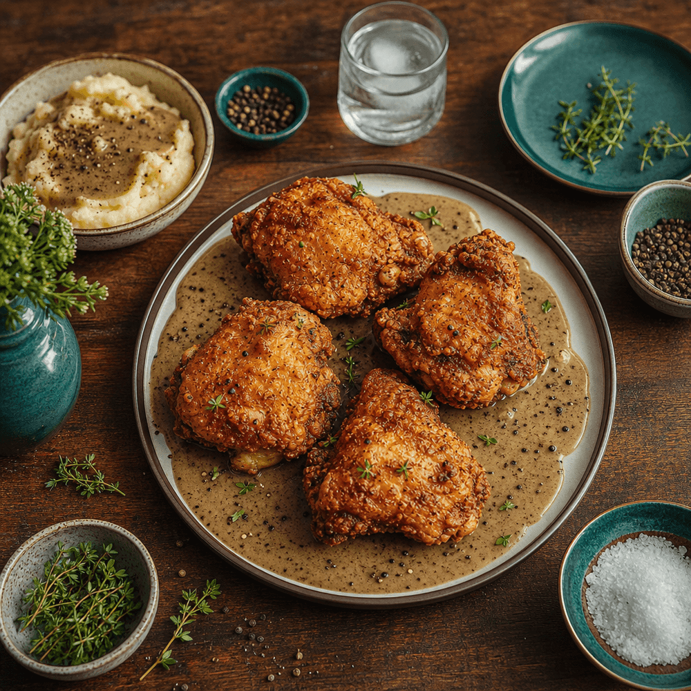 Buttermilk Fried Chicken with Black Pepper Gravy
