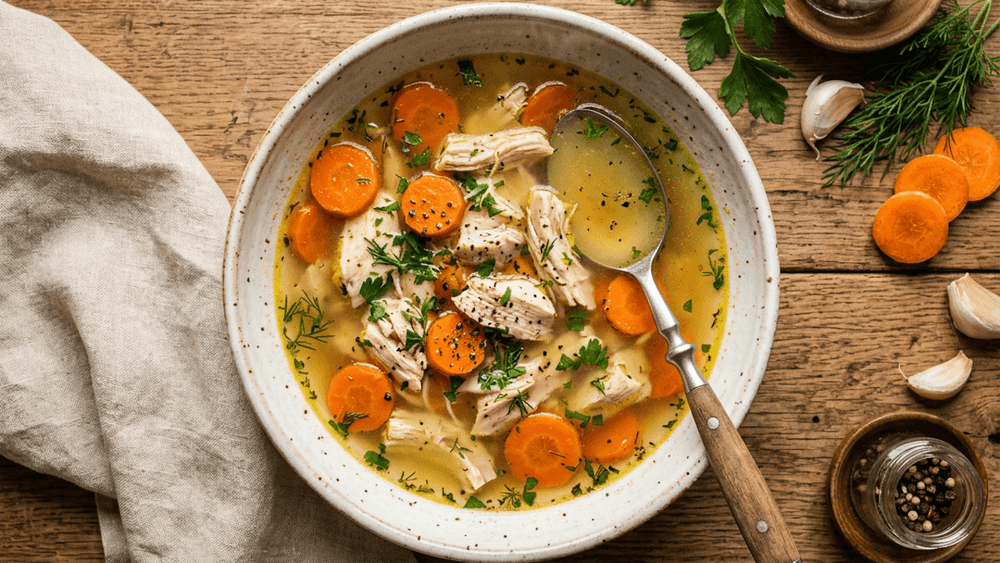 Hühnersuppe mit Karotten und frischen Kräutern – SCD-Grundrezept