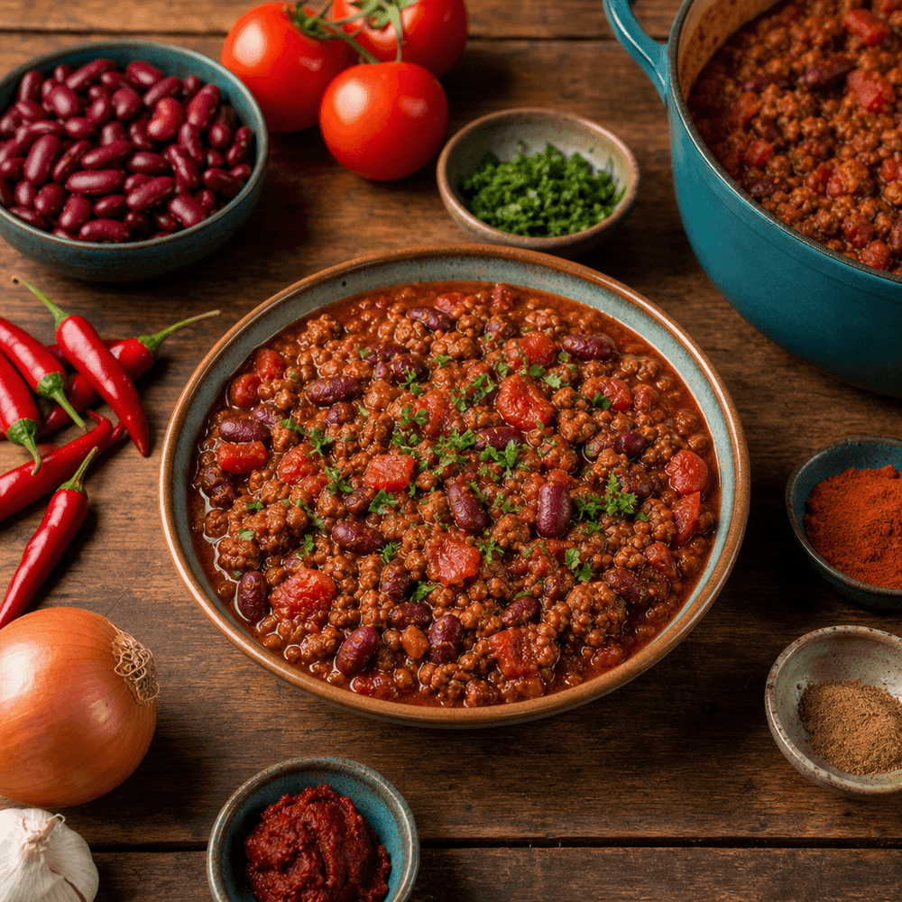 Chili con Carne Texano com Feijão-Vermelho