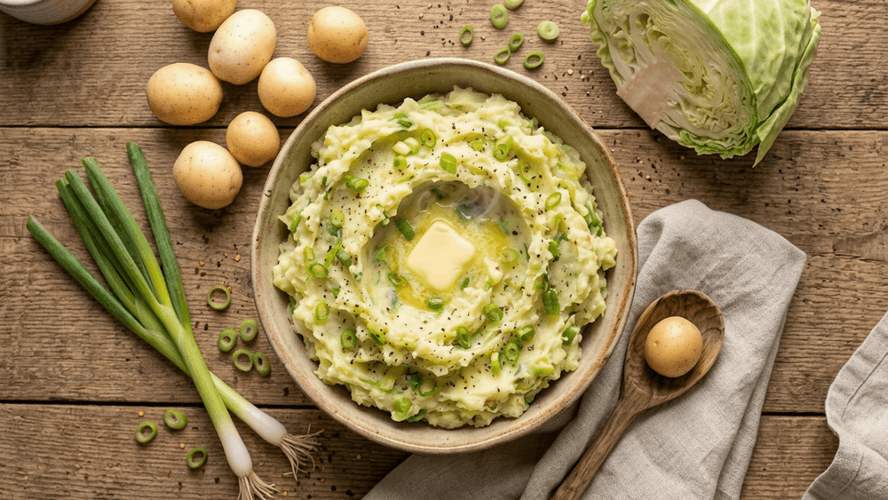 Colcannon: Irish Mashed Potato with Cabbage and Spring Onions