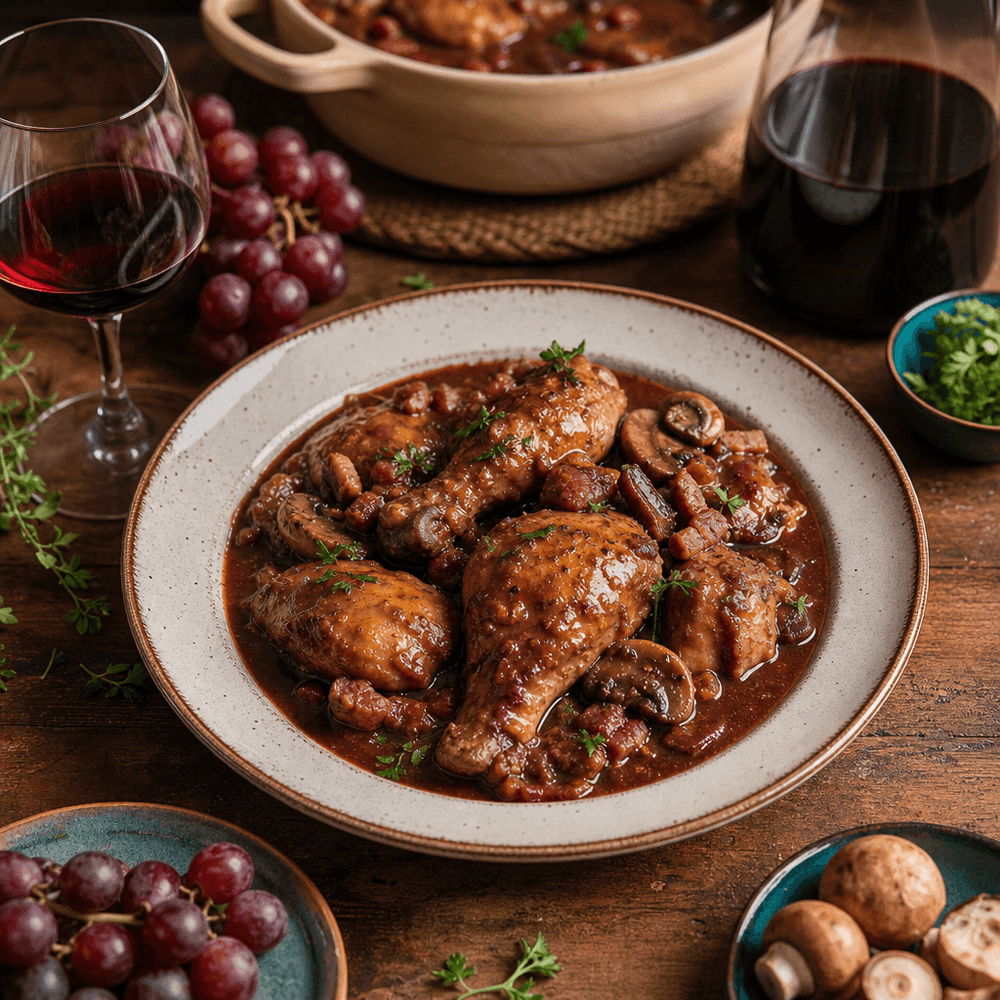Coq au Vin: Guisado Tradicional de Pollo al Vino