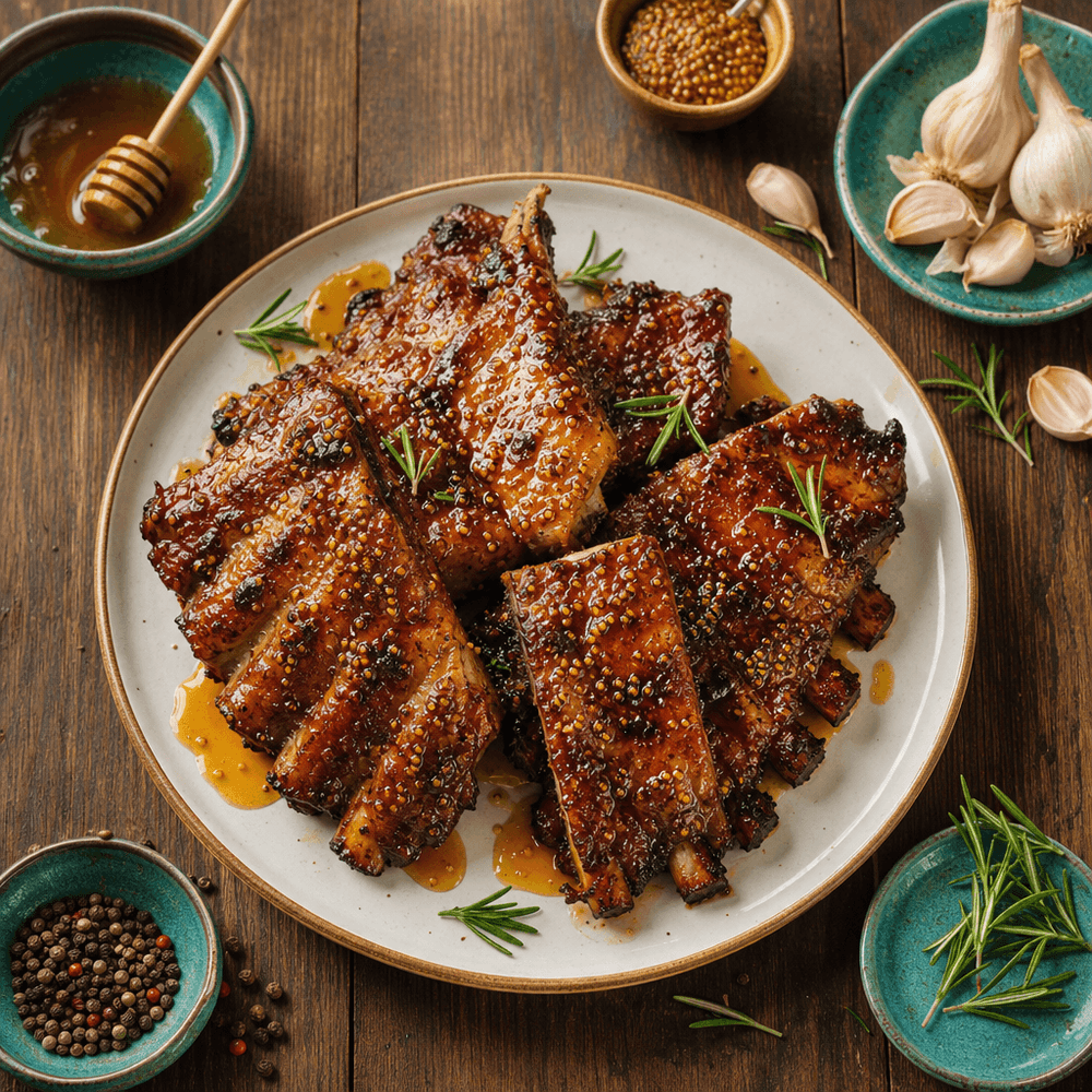 Costillas de Cerdo Glaseadas con Miel y Mostaza al Horno