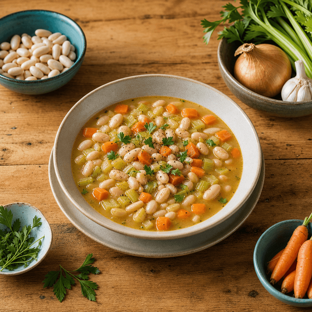 Fasolada Greca con Fagioli Bianchi, Sedano e Carote
