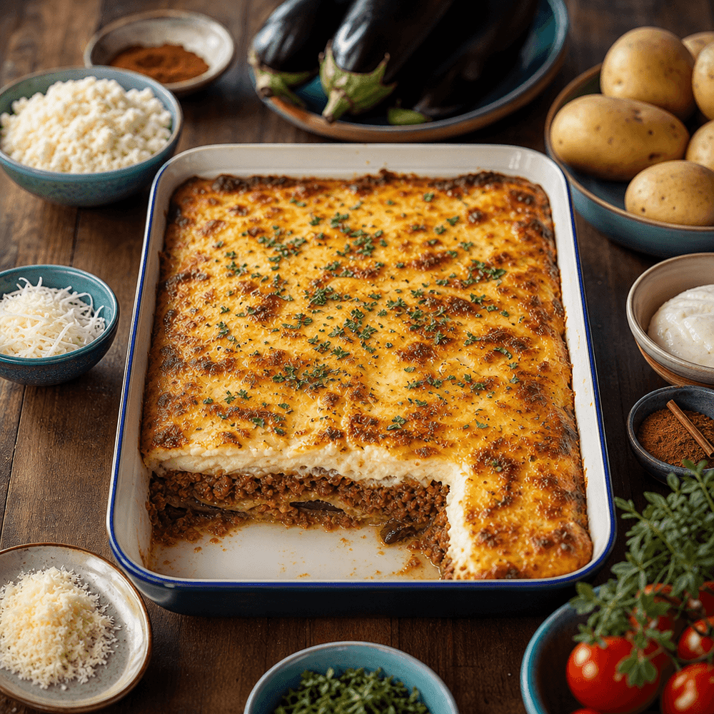 Griechische Lasagne mit Auberginen & Béchamel