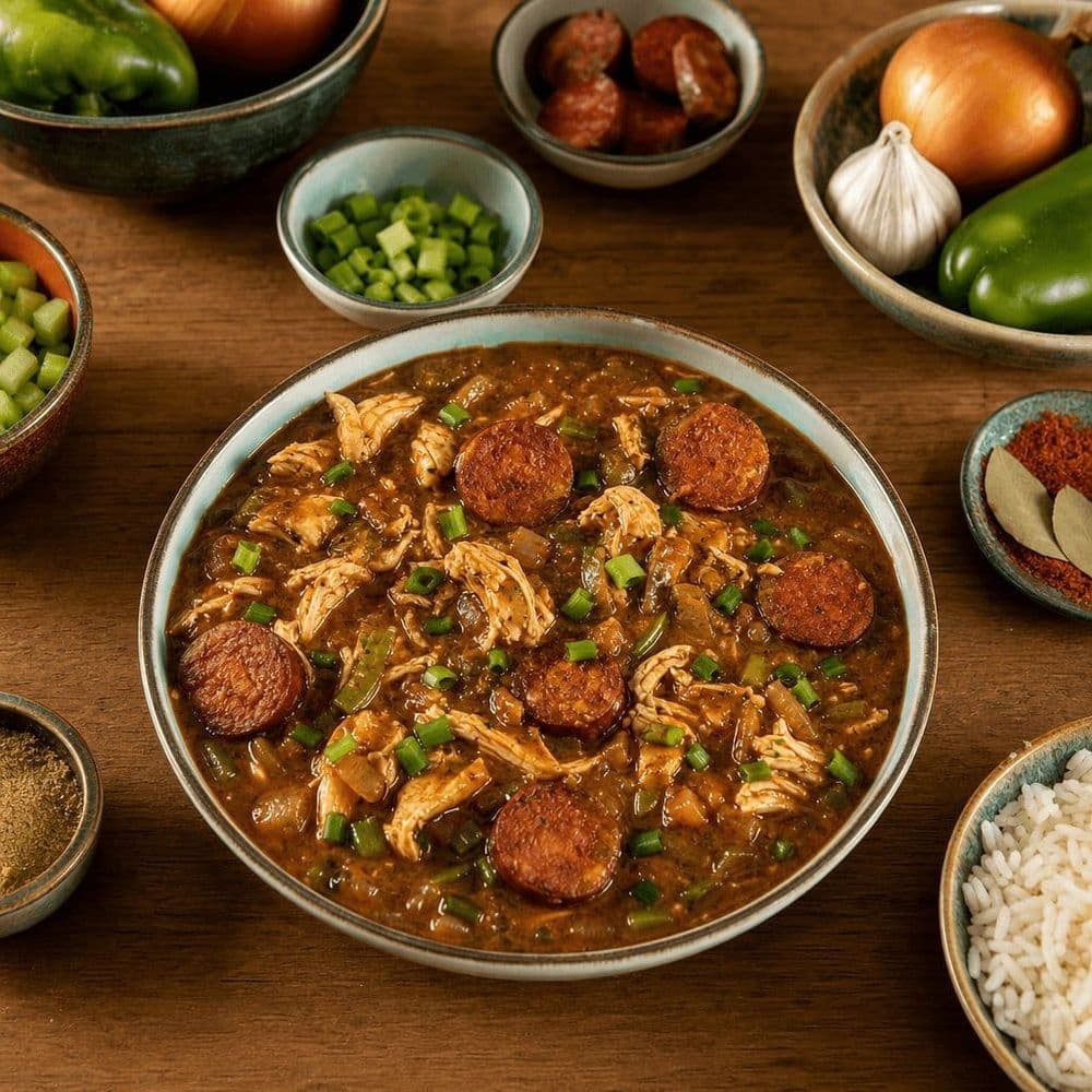Gumbo de poulet et chouriço : fusion luso-américaine