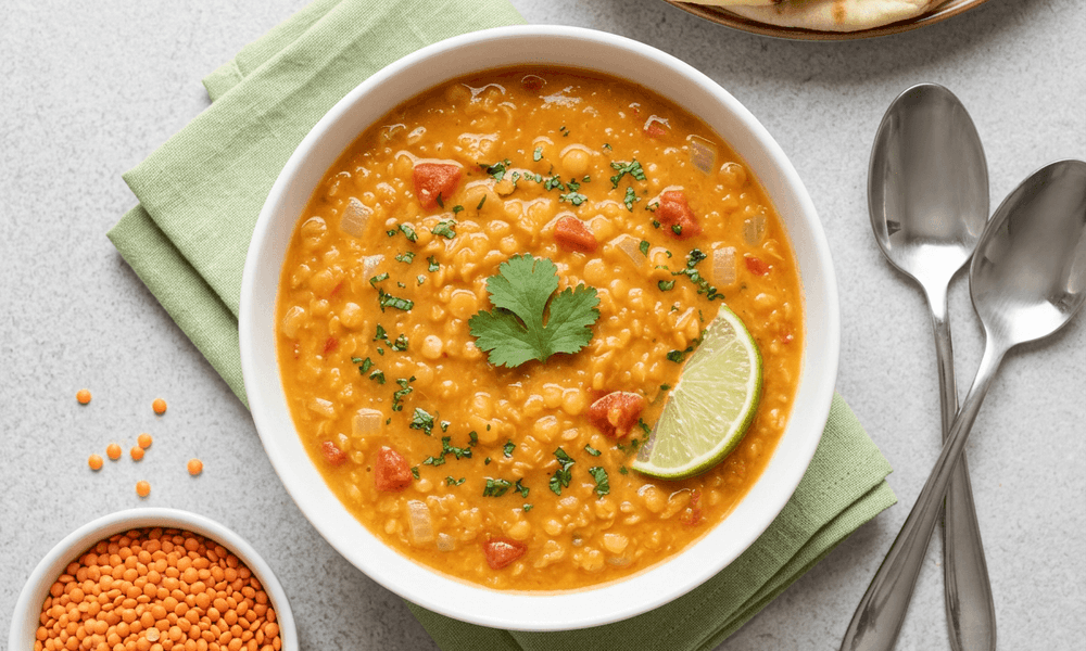 Sopa de Lentejas Rojas con Cúrcuma y Jengibre