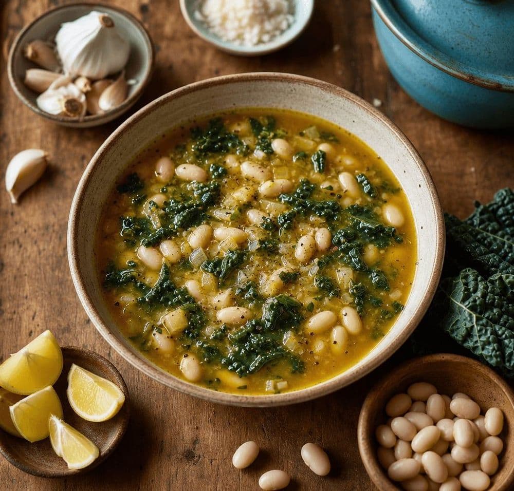 Italian Kale & White Bean Soup with Lemon & Garlic