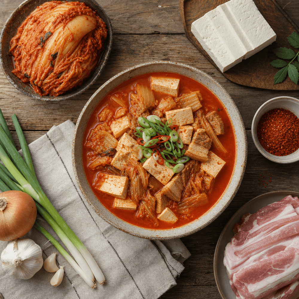 Kimchi Jjigae com Tofu, Carne de Porco e Kimchi Fermentado