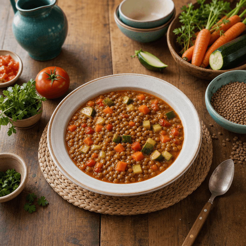 Lentejas Estofadas con Verduras y Pimentón