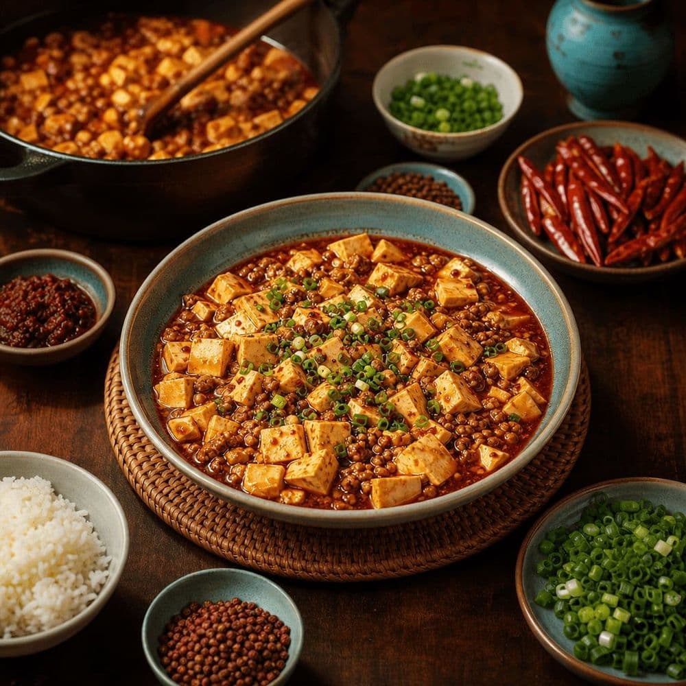Mapo Tofu – Sichuanesischer Tofueintopf mit Hackfleisch