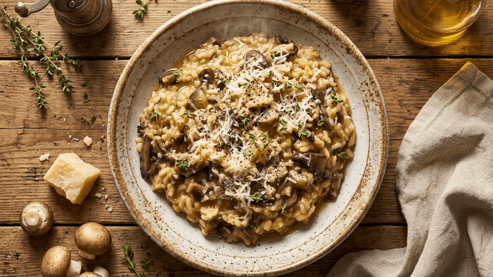 Risoto de Cogumelos com Parmesão e Tomilho