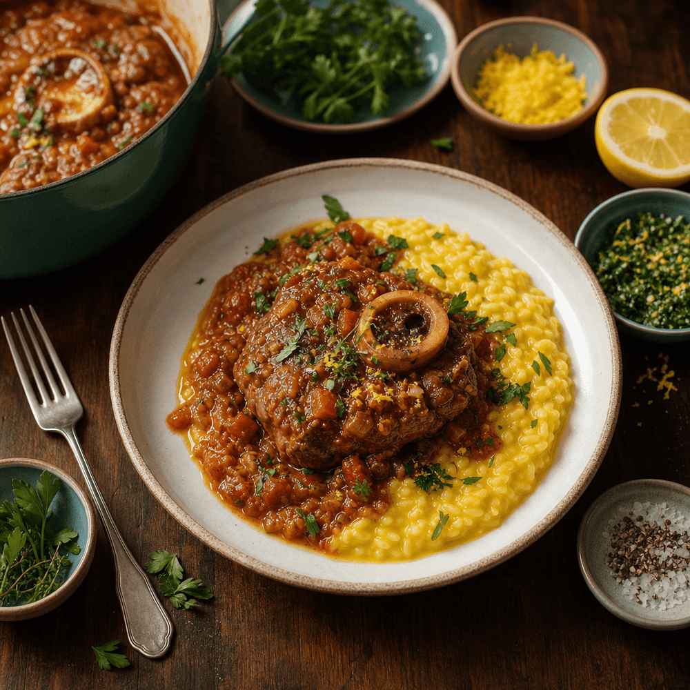 Osso Buco alla Milanese with Saffron Risotto and Gremolata