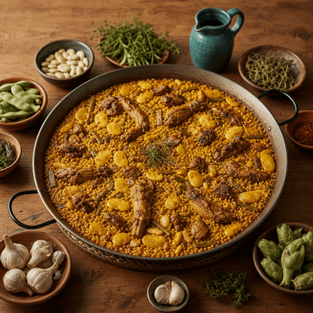 Paella Valenciana com Frango, Coelho e Garrofó