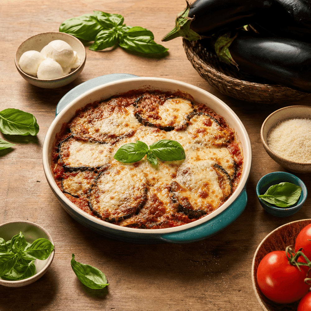 Berenjenas a la Parmigiana: Berenjena y Mozzarella