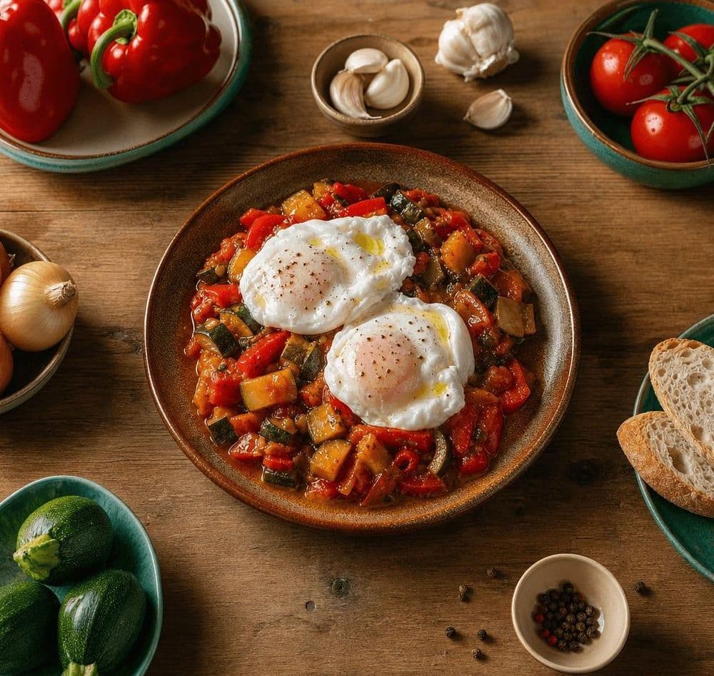 Pisto Manchego Tradicional con Huevo Frito