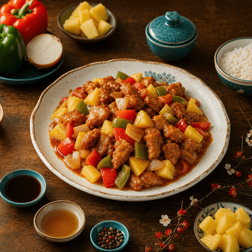 Porc aigre-doux cantonais aux poivrons et ananas