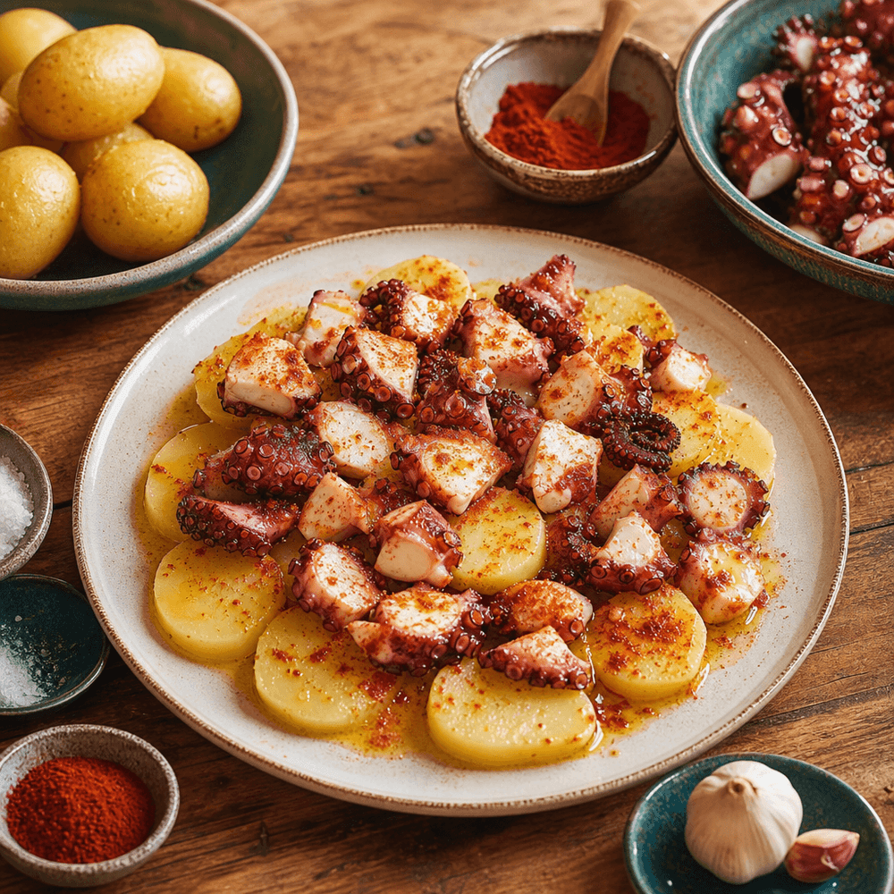 Pulpo a la gallega: poulpe, pommes de terre et pimentón