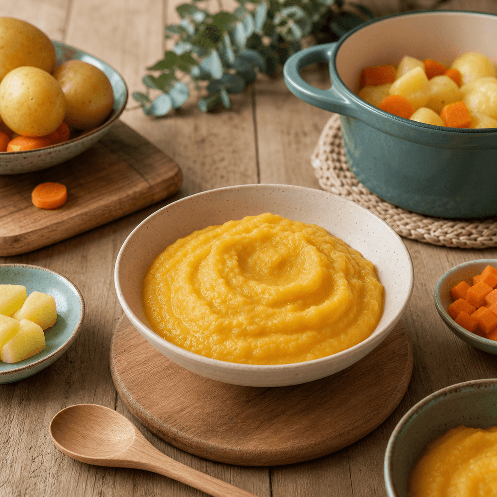 Purée de légumes, texture veloutée pour bébé