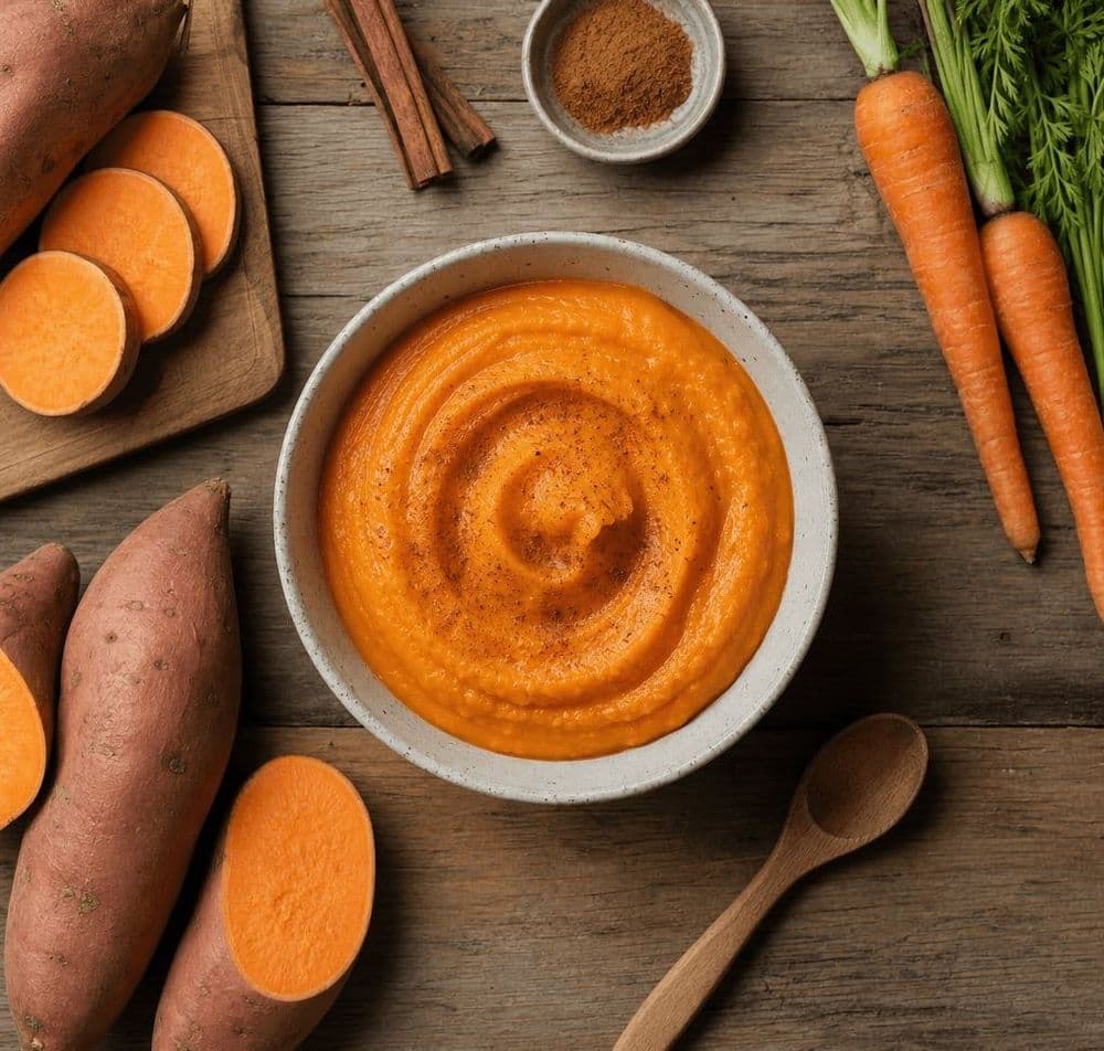 Purée de patate douce et carotte pour bébé