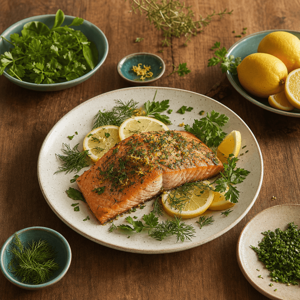 Salmón al Horno con Hierbas Frescas y Limón