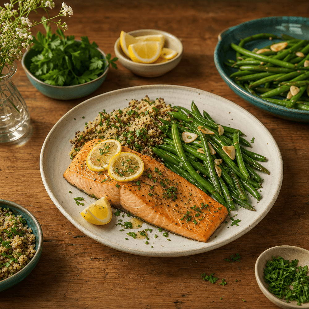 Saumon au Citron DASH, Quinoa et Haricots