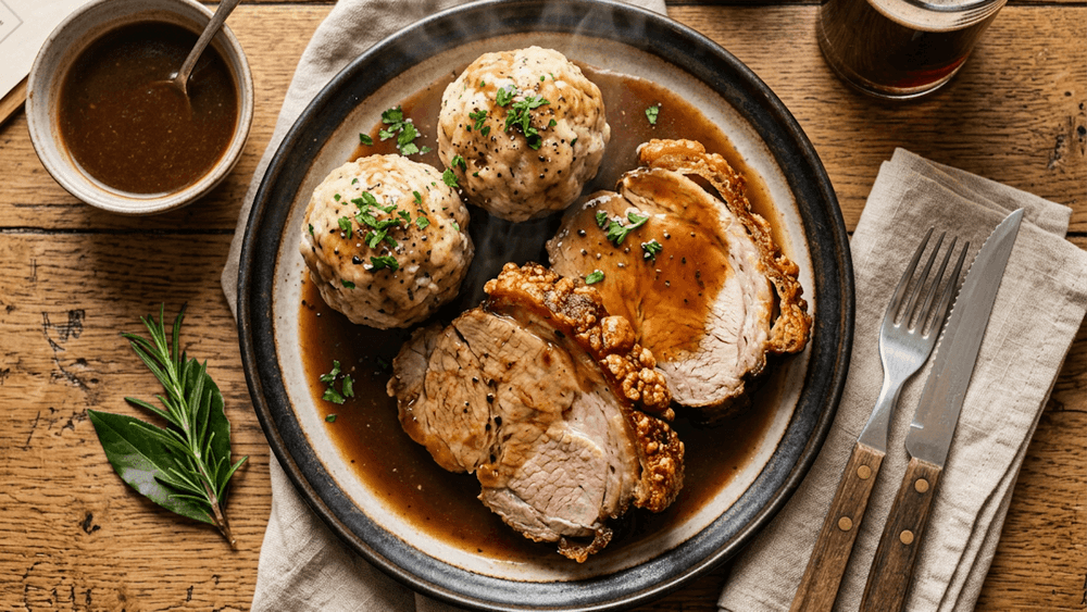 Schweinebraten mit Kruste und Semmelknödeln – Bayerischer Klassiker