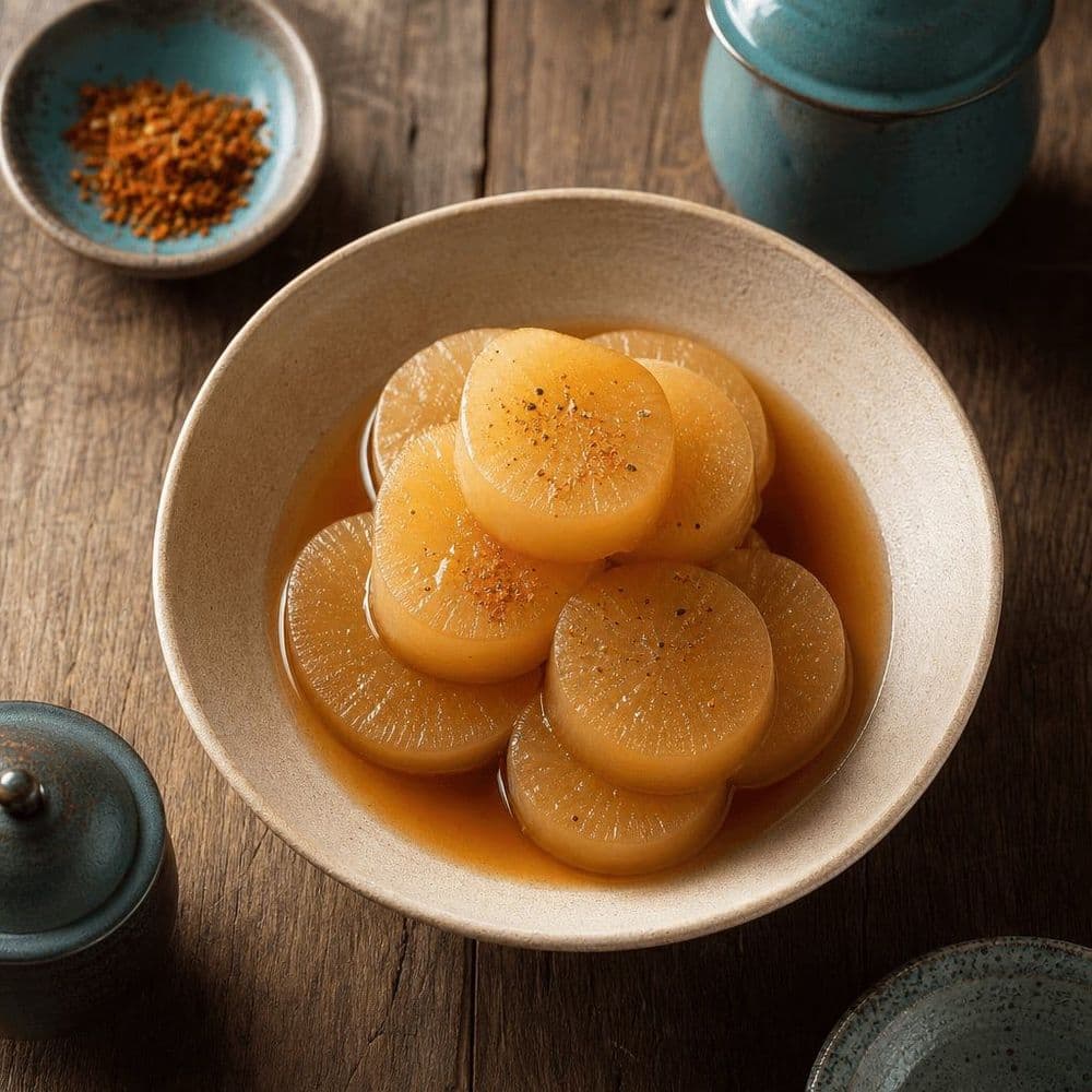 Simmered Japanese Daikon in Macrobiotic Cooking