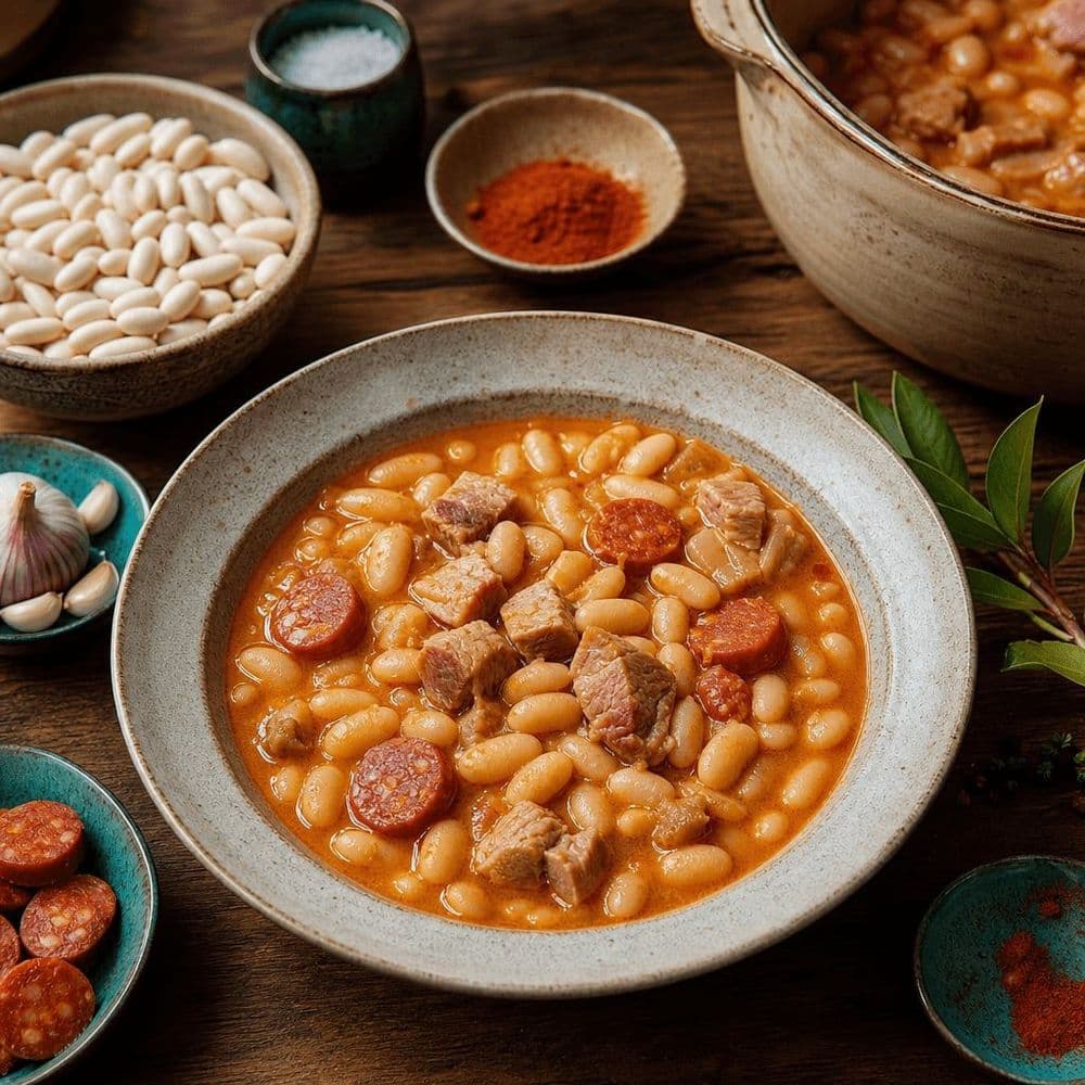 Cazuela de alubias blancas con chorizo y cerdo