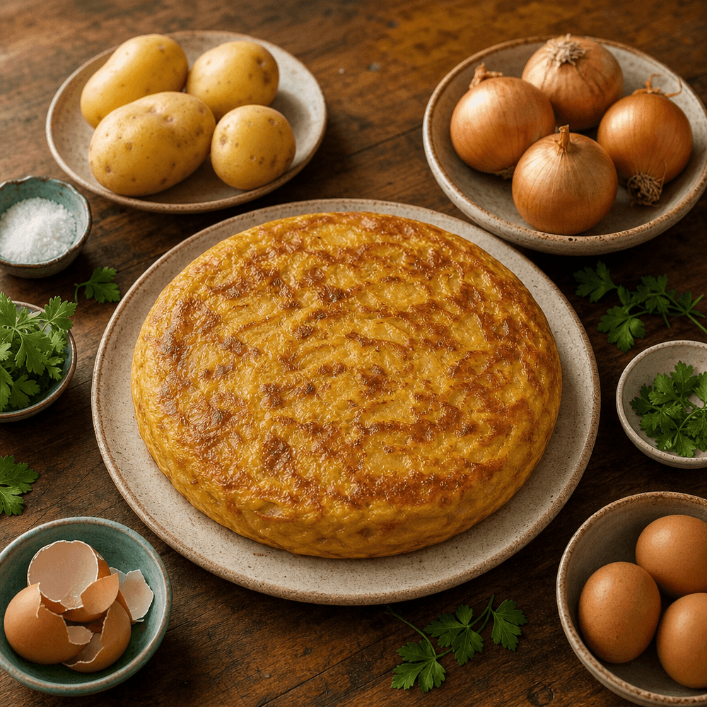 Tortilla Española con Patatas y Cebolla Confitadas